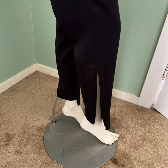 RARE Maya Negri Womens Medium Israeli Designer Black Pants Brocade Inset Inseam - Picture 11 of 13